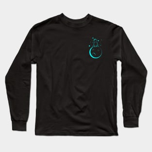 Cyan Astronaut Sitting On The Moon Long Sleeve T-Shirt